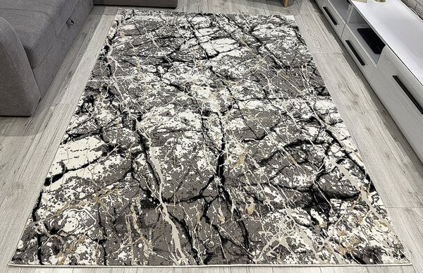 HU Viacfarebný moderný koberec Glamour 25226-Siyach Rozmer: 60x110 cm