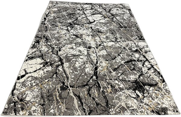 HU Viacfarebný moderný koberec Glamour 25226-Siyach Rozmer: 60x110 cm