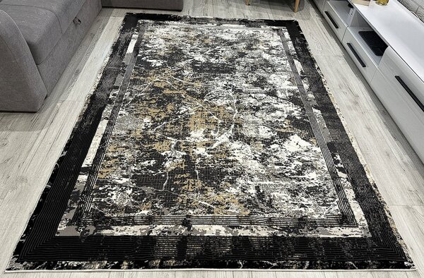 HU Viacfarebný moderný koberec Glamour 23348-Siyach Rozmer: 60x110 cm