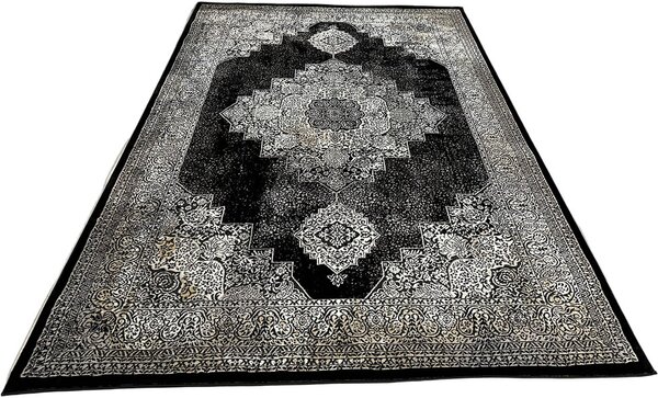 HU Čierny orientálny koberec Glamour 27216-Siyach Rozmer: 60x110 cm