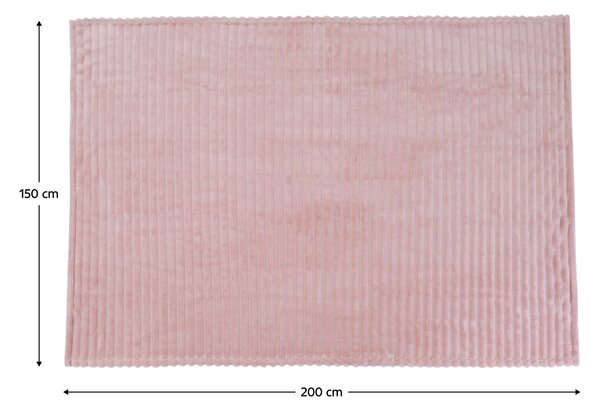 KONDELA Plyšová pruhovaná deka, ružová, 150x200, ORVIN