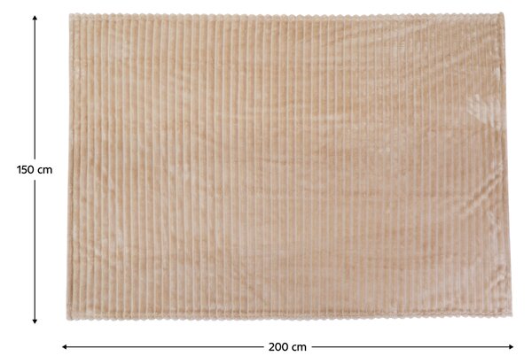 KONDELA Plyšová pruhovaná deka, hnedosivá Taupe, 150x200, ORVIN
