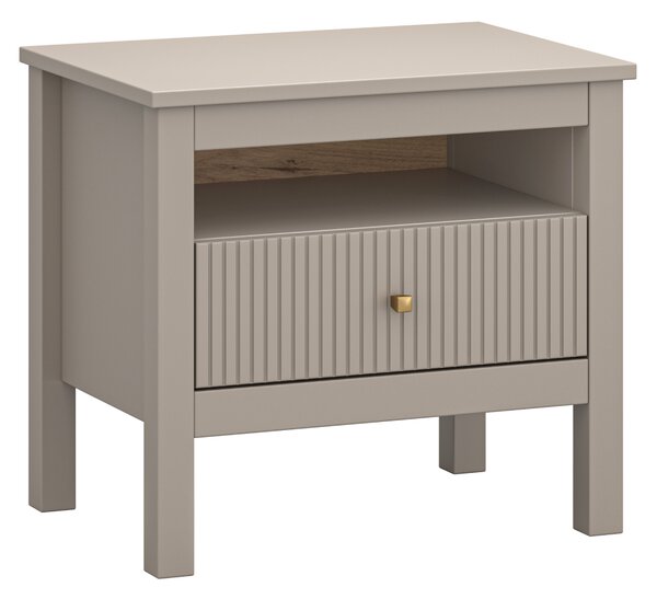 KONDELA Nočný stolík, sivohnedá Taupe/dub craft zlatý, KLIO 1S