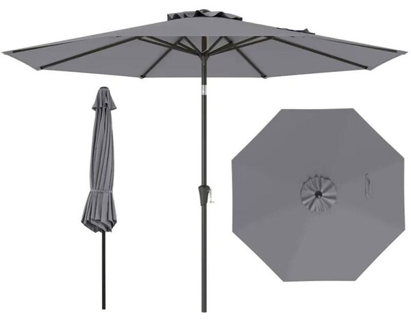 Záhradný slnečník s páčkou, model NP12259HS, priemer 303 cm, sivý