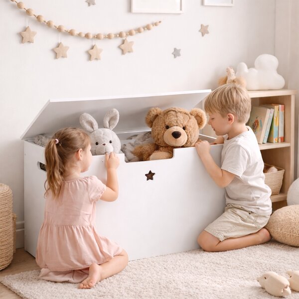 KONDELA Úložný box na hračky, biela, BOLIS