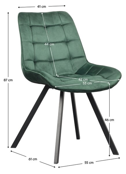 KONDELA Jedálenská stolička, tmavozelená Velvet látka/čierna, SAMIRA