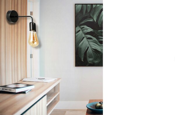 BERGE Nástenné svietidlo LED LOFT E27 BLACK