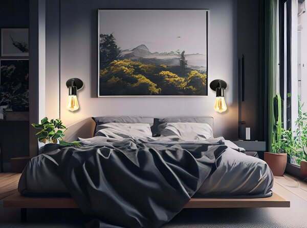BERGE Nástenné svietidlo LED LOFT E27 BLACK