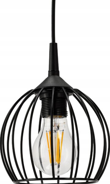 BERGE Drôtená okrúhla závesná lampa - čierna