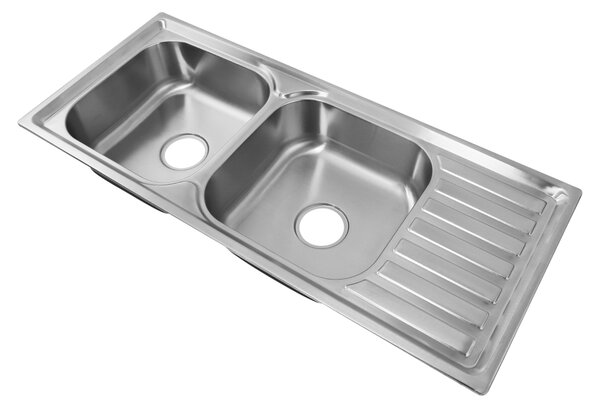 KONDELA Nerezový drez so sifónom, 105x45, DUPLO
