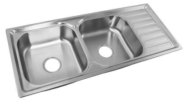 KONDELA Nerezový drez so sifónom, 105x45, DUPLO