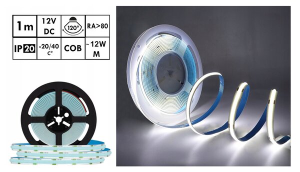 ECOLIGHT LED pásik NEON COB 12V 9W 1m studená biela