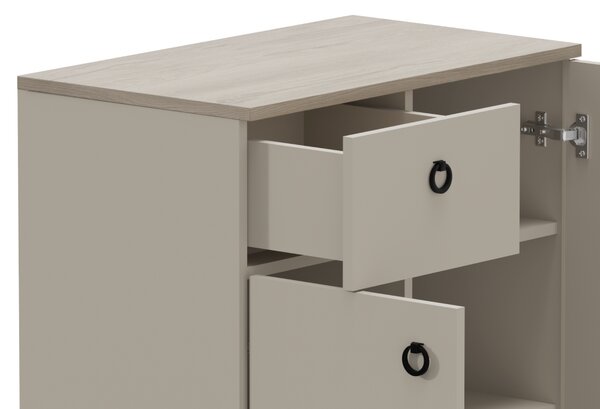 KONDELA Komoda, sivohnedá Taupe/dub silverjack, DOMCA 2D1S