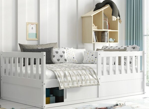 MAXMAX Detská posteľ s úložným priestorom SMART 160x80 cm - biela