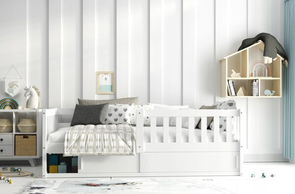 MAXMAX Detská posteľ s úložným priestorom SMART 160x80 cm - biela