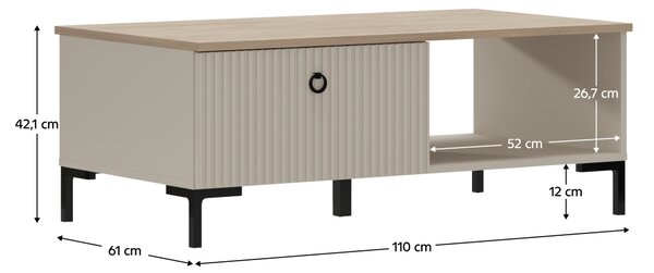 KONDELA Konferenčný stolík, sivohnedá Taupe/dub silverjack, DOMCA 1S