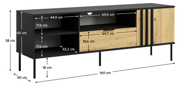 KONDELA TV stolík, čierna/dub artisan, RIMINA