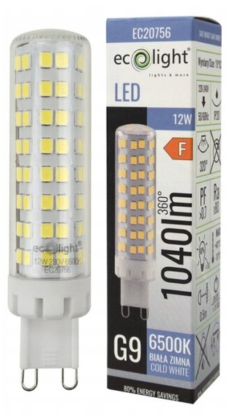ECOLIGHT LED žiarovka G9 - 12W - 1080lm - 6500k - studená biela