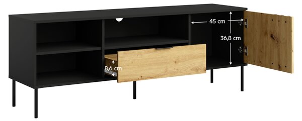 KONDELA TV stolík, čierna/dub artisan, RIMINA