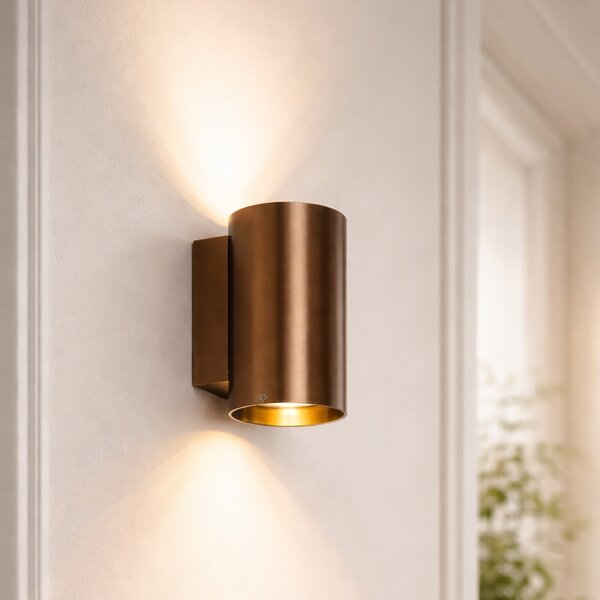 Moderná nástenná lampa tmavo bronzová okrúhla 2-svetlá - Sandy