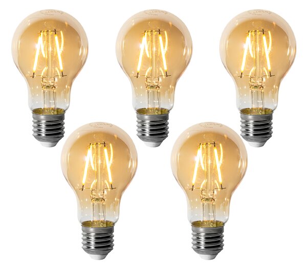 Sada 5 stmievateľných LED žiaroviek E27 A60 zlatá 3W 310 lm 2200K