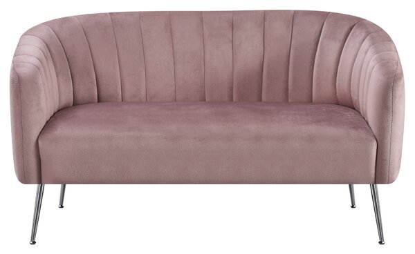 KONDELA Dizajnový 2-sed, ružová Velvet látka/chróm-strieborný, BAGY