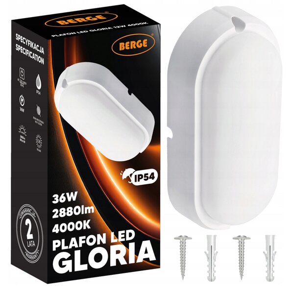 BERGE Prisadené stropné LED svietidlo 36W - neutrálna biela