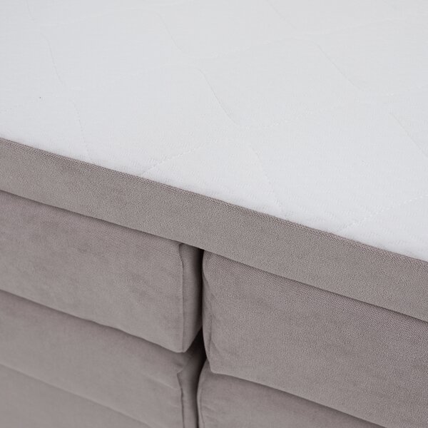 KONDELA Boxspringová pocketová posteľ, 200x200, sivohnedá Taupe, APRIL