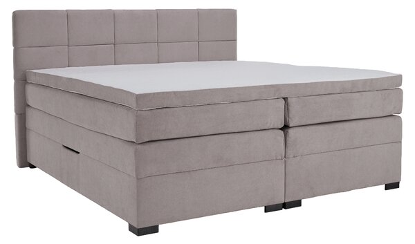 KONDELA Boxspringová pocketová posteľ, 200x200, sivohnedá Taupe, APRIL