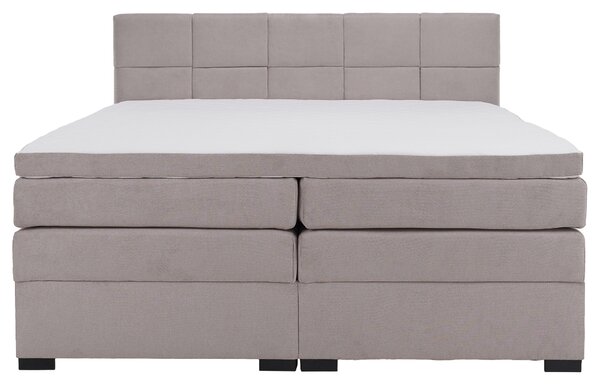 KONDELA Boxspringová pocketová posteľ, 200x200, sivohnedá Taupe, APRIL