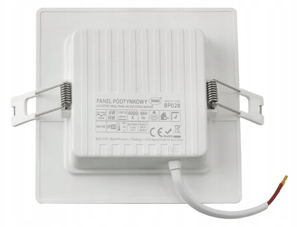 ECOLIGHT Zapustená LED stropná lampa 6W 660lm 4000K biela