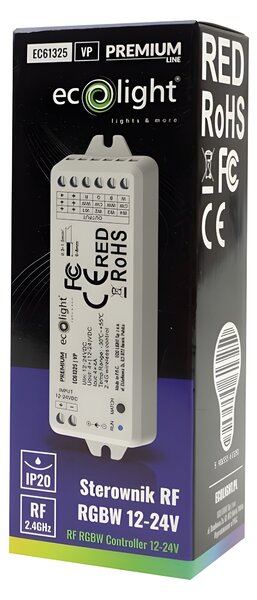 ECOLIGHT Ovládač RGBW LED pásikov 16A 12-24V Rádiový 4-kanálový 1zónový IP20