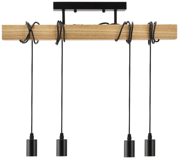 BERGE LED stropná lampa, drevená, nastaviteľná, 4xE27, závesná, vysoká kvalita