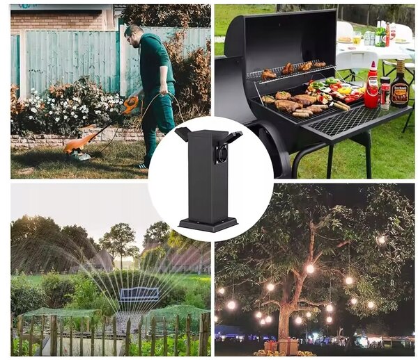 BERGE Elektrický záhradný stĺpik 2x hermetická zásuvka 230V 3680W 60cm IP54