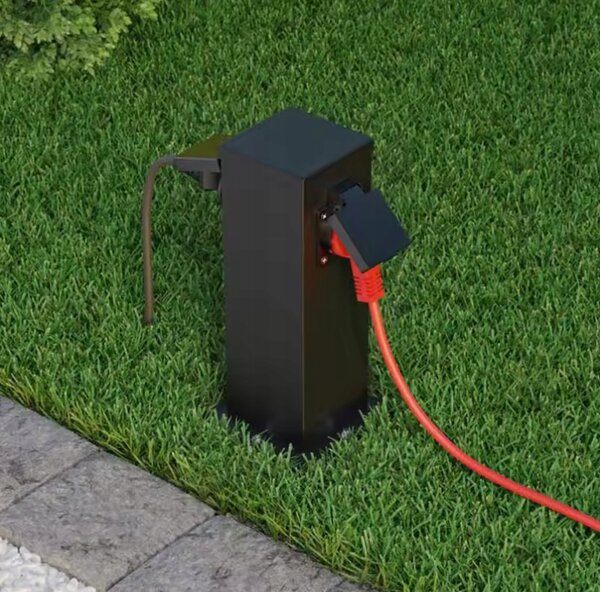 BERGE Elektrický záhradný stĺpik 2x hermetická zásuvka 230V 3680W 60cm IP54