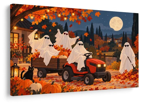 Obraz halloweenski duchovia na traktore