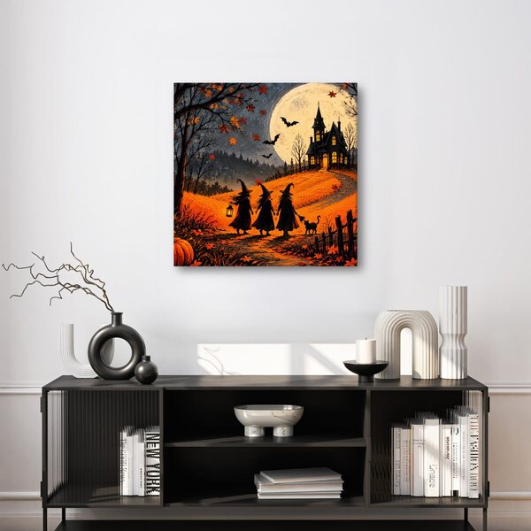 Obraz halloweenska cesta k temnému domu