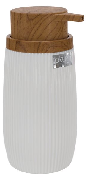 KONDELA Sada kúpeľňových doplnkov, 5 dielna, biela/hnedá, MIRKO TYP 1