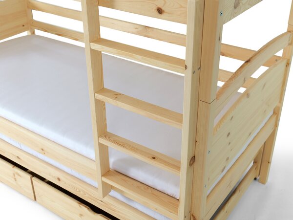 Wilsondo Poschodová posteľ s prístelkou Petra 2 90x200 - prírodná
