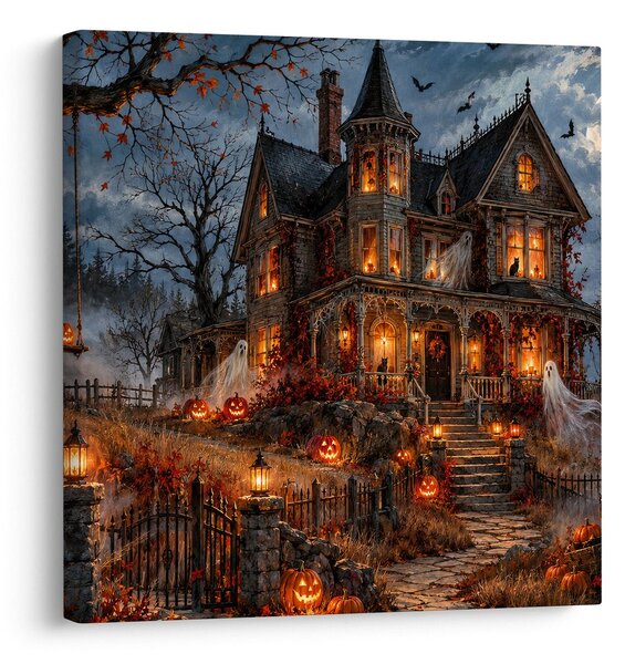 Obraz halloweensky dom s duchmi