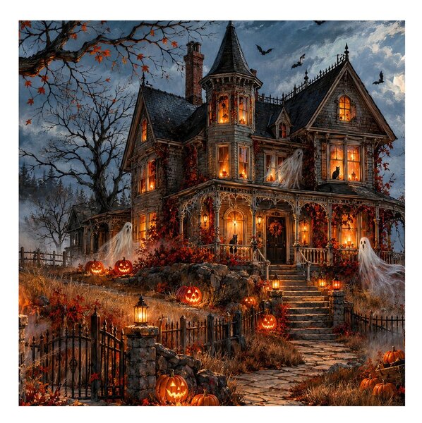 Obraz halloweensky dom s duchmi
