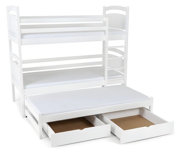 Wilsondo Poschodová posteľ s prístelkou Petra 2 90x200 - biela
