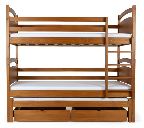 Wilsondo Poschodová posteľ s prístelkou Petra 2 90x200 - dub