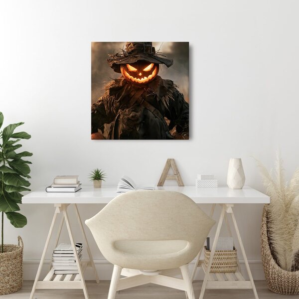 Obraz horiaci halloweensky strašiak na poli