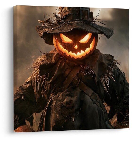 Obraz horiaci halloweensky strašiak na poli