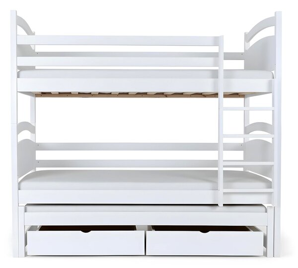 Wilsondo Poschodová posteľ s prístelkou Petra 2 90x200 - biela