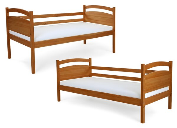 Wilsondo Poschodová posteľ s prístelkou Petra 2 90x200 - dub
