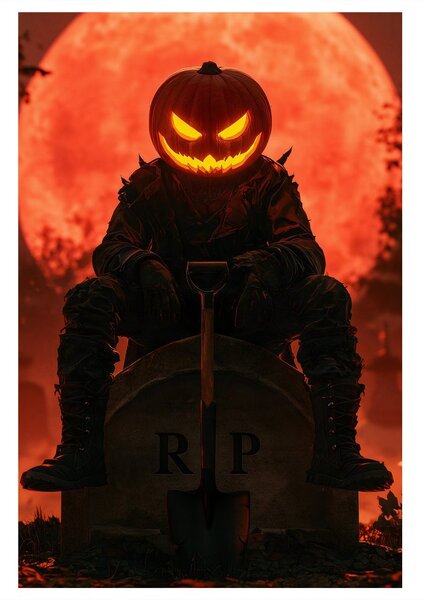 Obraz halloweensky des pod krvavým mesiacom