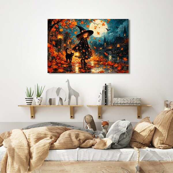 Obraz malá čarodejnica v jesennej noci