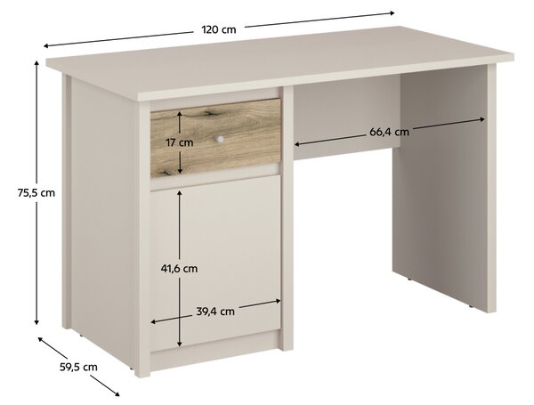 KONDELA Univerzálny PC stolík, kašmír/dub evoke, KAROS 1D1S/120